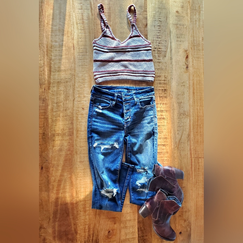 XS America Eagle crop tank. NWT